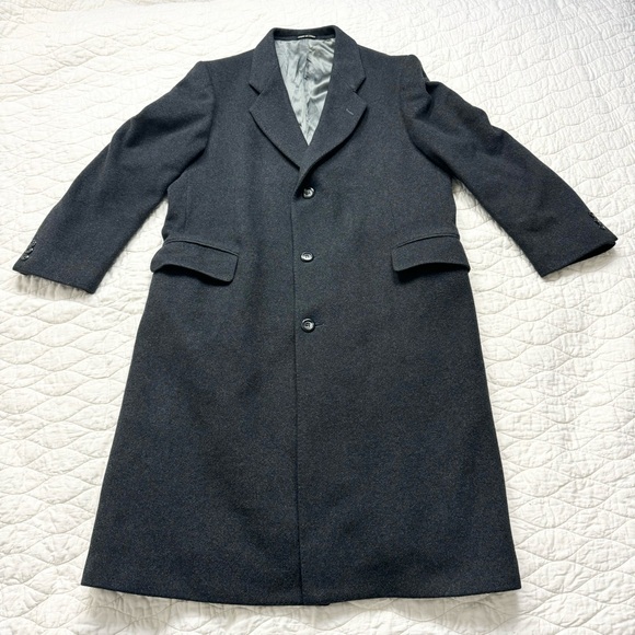 Henry James Ltd Other - Mens Henry James Ltd Vtg Italy Cashmere Wool Three Button Long Overcoat Gray 42R